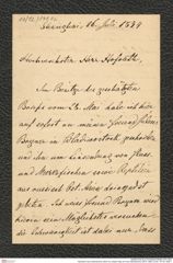 Nachlass Franz Steindachner, Brief von Joseph Haas an Franz Steindachner (26.07.1884), Inv.Nr. 191.02, Seite 1
